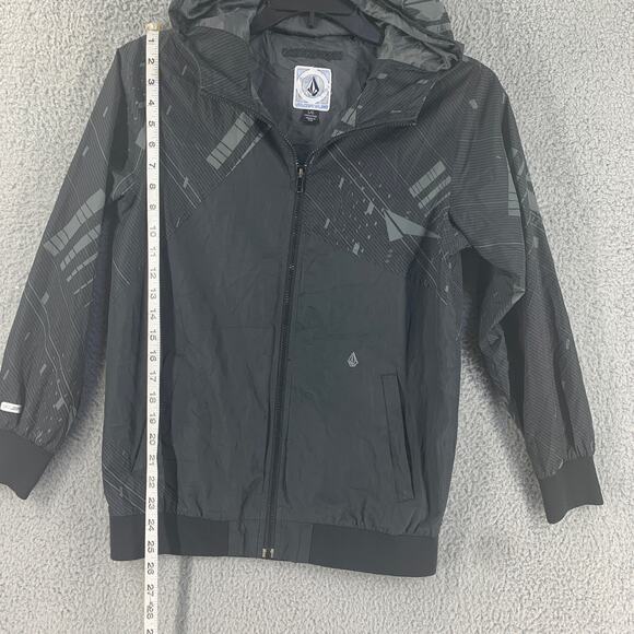Volcom Jacket Youth Large V Line Hooded Black Grey - Picture 2 of 13